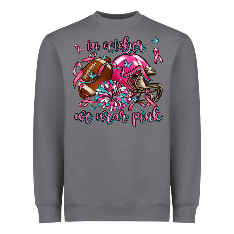 In October We Wear Pink Football Heavyweight Sweatshirt by AdoDesignShop | Teevron