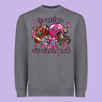 In October We Wear Pink Football Heavyweight Sweatshirt Designed By Adodesignshop