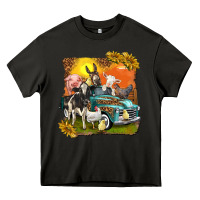 Asphalt farm truck with farm animals Heavy Core Tee - texasbilliewilder