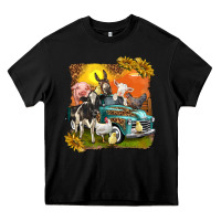 Black farm truck with farm animals Heavy Core Tee - texasbilliewilder