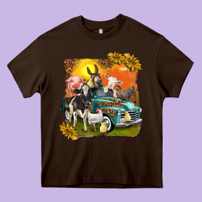 Farm Truck With Farm Animals Heavy Core Tee Designed By Texasbilliewilder