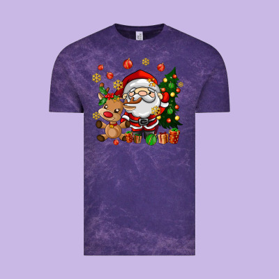 Santa And Reindeer Vintage Tee Designed By Adodesignshop