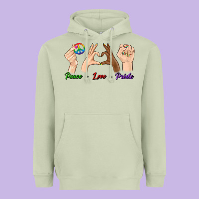 Peace Love Pride Heavyweight Hoodie Designed By Bundleandbundleshop