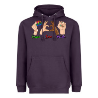 Plum Peace Love Pride Heavyweight Hoodie - BundleAndBundleShop