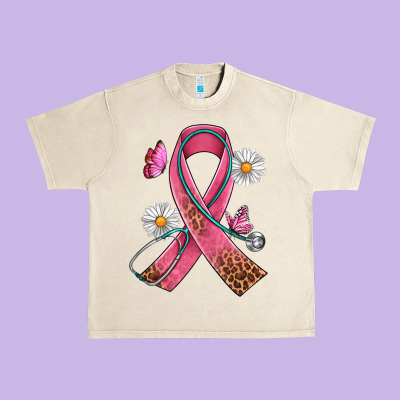 Cancer Ribbon Stethoscope Daisy Butterfly Urban Heavy Tee Designed By Artiststas