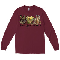 Burgundy Peace Love Meerkats Long Sleeve Tee - LillyAllenDesigns
