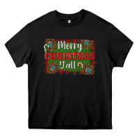 Black Merry Christmas Y'all Heavy Core Tee - RanaPortraitStore