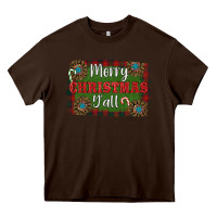 Chocolate Brown Merry Christmas Y'all Heavy Core Tee - RanaPortraitStore