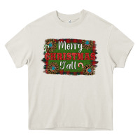 Cream Merry Christmas Y'all Heavy Core Tee - RanaPortraitStore