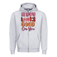 Heather Grey happy looks good on you Zipper Hoodie - MaliasSmallBusiness
