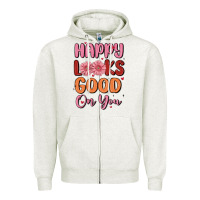 Oatmeal Heather happy looks good on you Zipper Hoodie - MaliasSmallBusiness