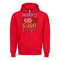 Red happy looks good on you Zipper Hoodie - MaliasSmallBusiness