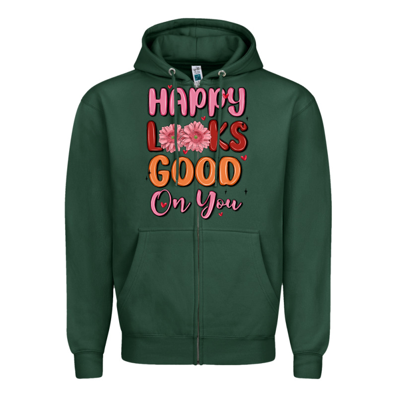 Happy Looks Good On You Zipper Hoodie by MaliasSmallBusiness | Teevron