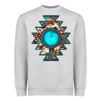 Aztec Leopard Turquoise Gemstone Heavyweight Sweatshirt | Teevron