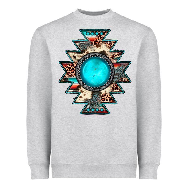 Aztec Leopard Turquoise Gemstone Heavyweight Sweatshirt by JahusDesignShop | Teevron