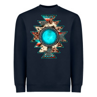 Navy aztec leopard turquoise gemstone Heavyweight Sweatshirt - JahusDesignShop