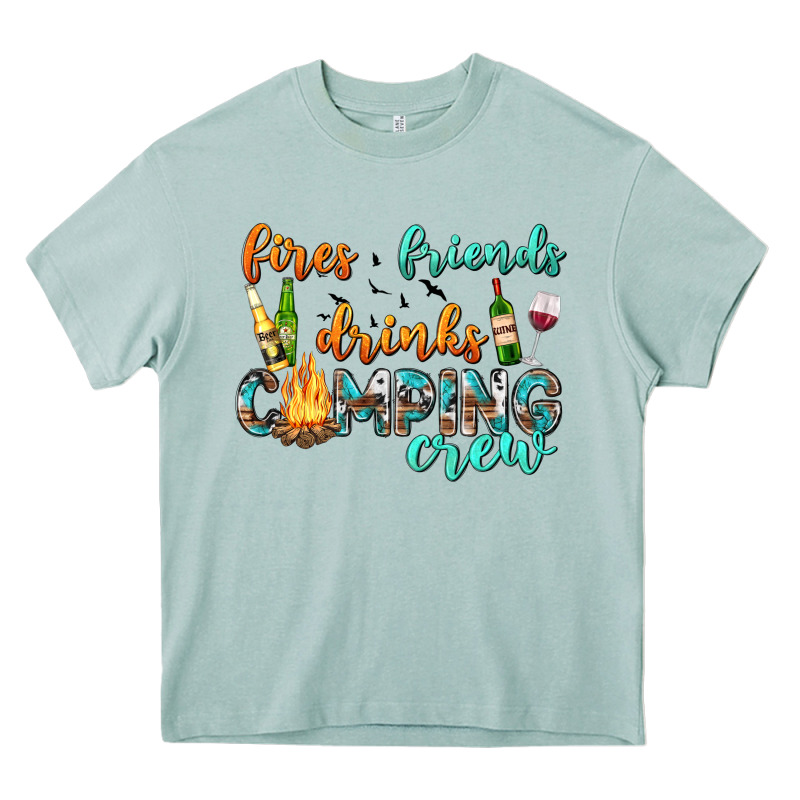 Fires Friends Drinks Camping Crew Heavy Core Tee by texasbilliewilder | Teevron