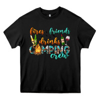Black fires friends drinks camping crew Heavy Core Tee - texasbilliewilder
