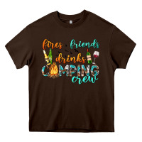 Chocolate Brown fires friends drinks camping crew Heavy Core Tee - texasbilliewilder