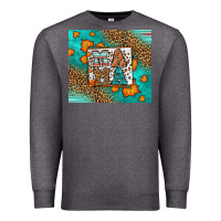 Charcoal Heather Fall Autumn Leopard Serape Mama Premium Sweatshirt - LillyAllenDesigns
