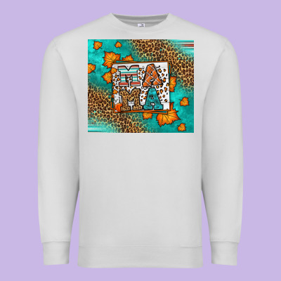 Fall Autumn Leopard Serape Mama Premium Sweatshirt Designed By Lillyallendesigns
