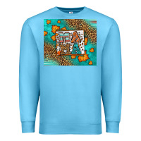 Ocean Blue Fall Autumn Leopard Serape Mama Premium Sweatshirt - LillyAllenDesigns