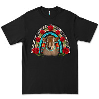 Black brown baby cow floral rose rainbow Premium Tee - BarkalooDesign