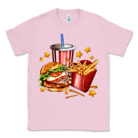 Bubblegum Pink hamburger potatoes and coke Classic Tee - AdoDesignShop