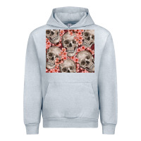 Heather Grey skulls and flowers Urban Hoodie - TumblerDesignByShophia