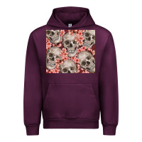 Mauve Wine skulls and flowers Urban Hoodie - TumblerDesignByShophia