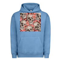 Pigment Pebble Blue skulls and flowers Urban Hoodie - TumblerDesignByShophia