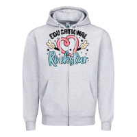 Heather Grey educational rockstar Zipper Hoodie - MaliasSmallBusiness