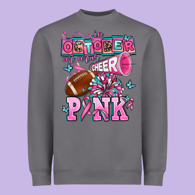In October We Wear Cheer Pink Football Heavyweight Sweatshirt Designed By Adodesignshop