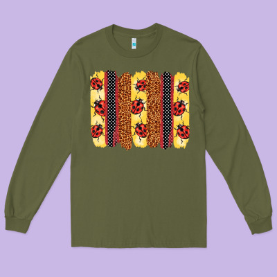 Ladybug  Brushstrokes Long Sleeve Tee Designed By Barkaloodesign