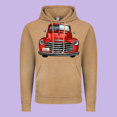 Western Red Truck Front View Vintage Hoodie Designed By Fadigitalartstudio