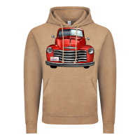Vintage Coffee western red truck front view Vintage Hoodie - FaDigitalArtStudio
