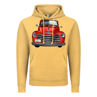 Vintage Mustard western red truck front view Vintage Hoodie - FaDigitalArtStudio