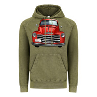Vintage Olive western red truck front view Vintage Hoodie - FaDigitalArtStudio