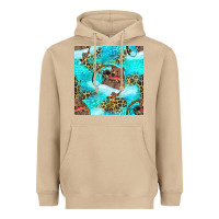Mushroom Mama Bear Hunting Fish With Leopard Seamless Pattern Heavyweight Hoodie - BundleAndBundleShop