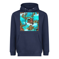 Navy Mama Bear Hunting Fish With Leopard Seamless Pattern Heavyweight Hoodie - BundleAndBundleShop