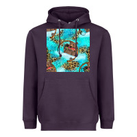Plum Mama Bear Hunting Fish With Leopard Seamless Pattern Heavyweight Hoodie - BundleAndBundleShop