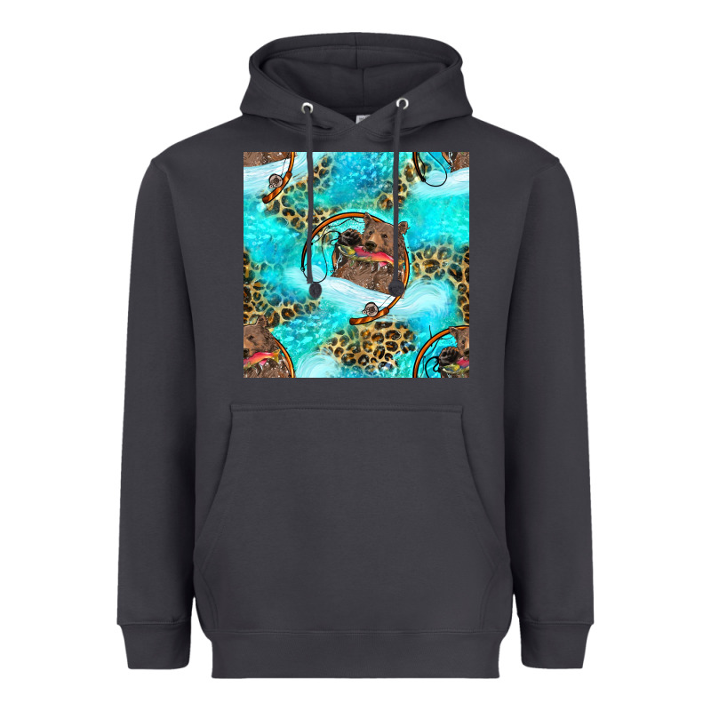 Mama Bear Hunting Fish With Leopard Seamless Pattern Heavyweight Hoodie by BundleAndBundleShop | Teevron