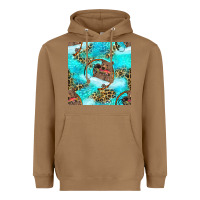 Toasted Coconut Mama Bear Hunting Fish With Leopard Seamless Pattern Heavyweight Hoodie - BundleAndBundleShop