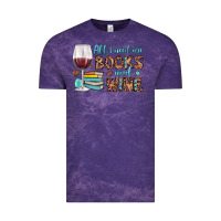 Cloud Purple all i need are books and wine Vintage Tee - JahusDesignShop