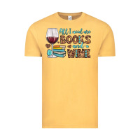 Vintage Mustard all i need are books and wine Vintage Tee - JahusDesignShop