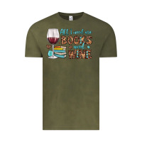 Vintage Olive all i need are books and wine Vintage Tee - JahusDesignShop
