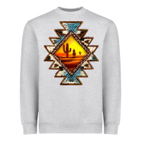 Heather Grey cowhide leopard sunset aztec Heavyweight Sweatshirt - JahusDesignShop