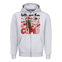 Heather Grey better aim than cupid with dog and duck Zipper Hoodie - MaliasSmallBusiness