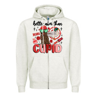 Oatmeal Heather better aim than cupid with dog and duck Zipper Hoodie - MaliasSmallBusiness