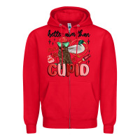 Red better aim than cupid with dog and duck Zipper Hoodie - MaliasSmallBusiness